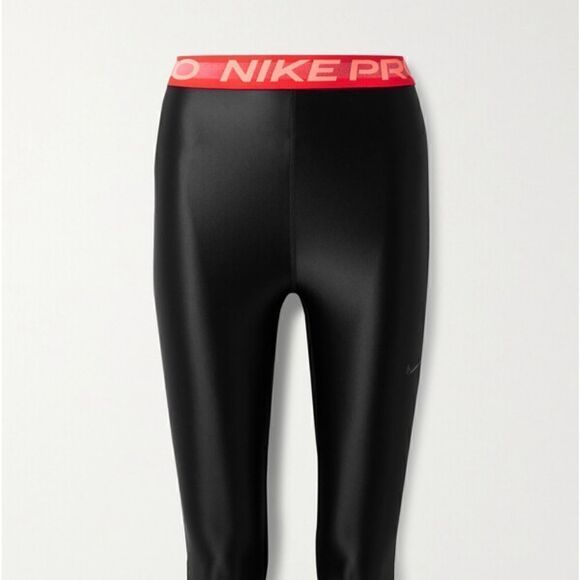 Nike Pro Intertwist High Waisted Leggings Tights Shiny Black Red Women's Size S - Picture 10 of 12
